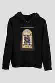 Alan Persons Project Baskılı Unisex Siyah Kapüşonlu Sweatshirt