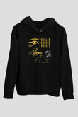 Alan Persons Project Baskılı Unisex Siyah Kapüşonlu Sweatshirt