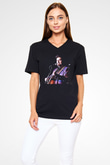 Alan Persons Project Baskılı Unisex Siyah V Yaka Tişört - Tshirt