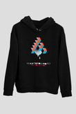 Alan Persons Project Baskılı Unisex Siyah Kapüşonlu Sweatshirt