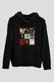 Alan Persons Project Baskılı Unisex Siyah Kapüşonlu Sweatshirt