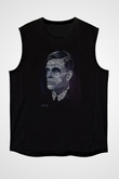 Alan Turing Tipografi Baskılı Unisex Kolsuz Siyah Tişört - Tshirt