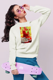 Albert Einstein Alıntı Baskılı Unisex Ekru Sweatshirt