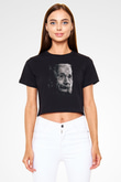Albert Einstein Baskılı Crop Top Kadın Tİşört - Tshirt
