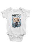 Albert Einstein Baskılı Unisex Beyaz Bebek Body - Zıbın
