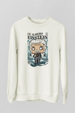 Albert Einstein Baskılı Unisex Beyaz Sweatshirt