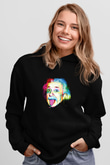 Albert Einstein Baskılı Unisex Siyah Hoodie