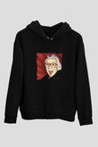 Albert Einstein Baskılı Unisex Siyah Hoodie