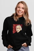 Albert Einstein Baskılı Unisex Siyah Hoodie