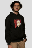 Albert Einstein Baskılı Unisex Siyah Hoodie