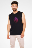 Albert Einstein Baskılı Unisex Siyah Kolsuz Tişört