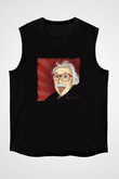 Albert Einstein Baskılı Unisex Siyah Kolsuz Tişört