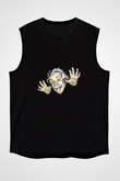 Albert Einstein Baskılı Unisex Siyah Kolsuz Tişört