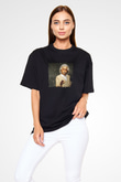 Albert Einstein Baskılı Unisex Siyah Oversize Tişört