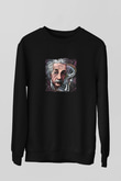 Albert Einstein Baskılı Unisex Siyah Sweatshirt