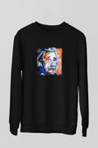 Albert Einstein Baskılı Unisex Siyah Sweatshirt