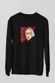 Albert Einstein Baskılı Unisex Siyah Sweatshirt