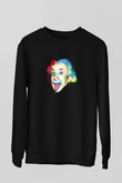 Albert Einstein Baskılı Unisex Siyah Sweatshirt