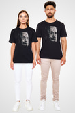 Albert Einstein Baskılı Unisex Siyah Tişört - Tshirt