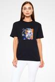 Albert Einstein Baskılı Unisex Siyah Tişört