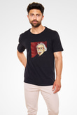 Albert Einstein Baskılı Unisex Siyah Tişört
