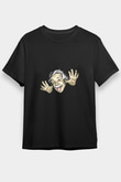 Albert Einstein Baskılı Unisex Siyah Tişört