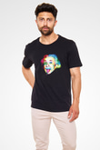 Albert Einstein Baskılı Unisex Siyah Tişört
