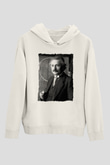 Albert Einstein Beyaz Unisex Kapüşonlu Sweatshirt
