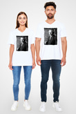 Albert Einstein Beyaz Unisex V Yaka Tişört