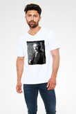 Albert Einstein Beyaz Unisex V Yaka Tişört