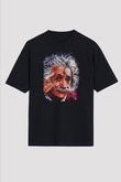 Albert Einstein Çizim Baskılı Unisex Oversize Tişört - Tshirt