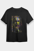 Albert Einstein Fotoğraf Baskılı Unisex Siyah Tişört - Tshirt