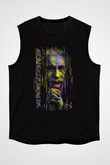 Albert Einstein Fotoğraf Baskılı Unisex Kolsuz Siyah Tişört - Tshirt