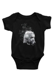 Albert Einstein Kuantum Mekaniği Baskılı Unisex Siyah Bebek Body - Zıbın