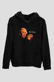 Albert Einstein Portre Baskılı Unisex Siyah Hoodie