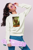 Albert Einstein Renkli Baskılı Unisex Ekru Sweatshirt