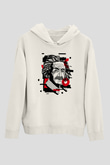 Albert Einstein Renkli Portre Baskılı Unisex Beyaz Hoodie