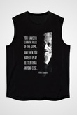 Albert Einstein Sözü Baskılı Unisex Kolsuz Siyah Tişört - Tshirt