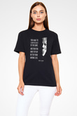 Albert Einstein Sözü Baskılı Unisex Siyah Tişört - Tshirt