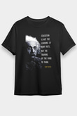 Albert Einstein Sözü Portre Baskılı Unisex Siyah Tişört - Tshirt