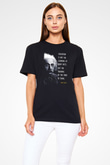Albert Einstein Sözü Portre Baskılı Unisex Siyah Tişört - Tshirt