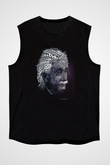 Albert Einstein Tipografi Baskılı Unisex Kolsuz Siyah Tişört - Tshirt