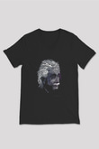 Albert Einstein Tipografi Baskılı Unisex V Yaka Siyah Tİşört - Tshirt