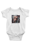 Albert Einstein Unisex Baskılı Beyaz Bebek Body - Zıbın