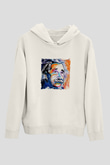 Albert Einstein Unisex Baskılı Beyaz Kapüşonlu Sweatshirt