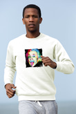 Albert Einstein Unisex Baskılı Beyaz Sweatshirt