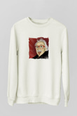 Albert Einstein Unisex Baskılı Beyaz Sweatshirt