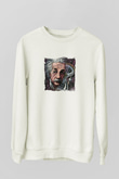 Albert Einstein Unisex Baskılı Beyaz Sweatshirt