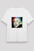 Albert Einstein Unisex Baskılı Beyaz Tişört