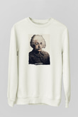 Albert Einstein Yazılı Portre Baskılı Unisex Ekru Sweatshirt